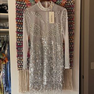 NKBRK Glittering Silver Sequin Dress